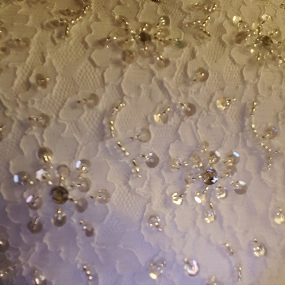 Sequin Ruffle High-Low wedding dress with Veil - Picture 11 of 12